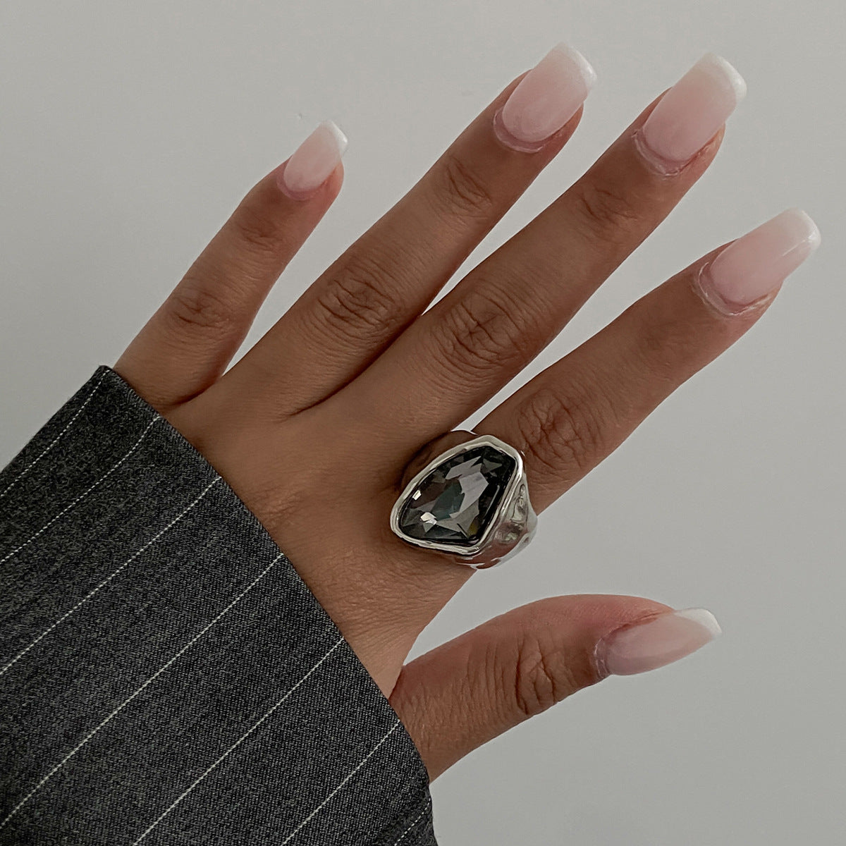 Geometric Acrylic Diamond Ring Set Trendy Fashion Rings