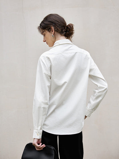 Classic White Long Sleeve Cotton-Linen Shirt