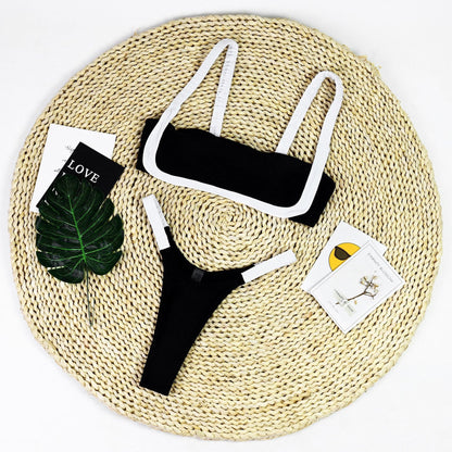 2PCS Color Block Splicing Sexy Swimwear