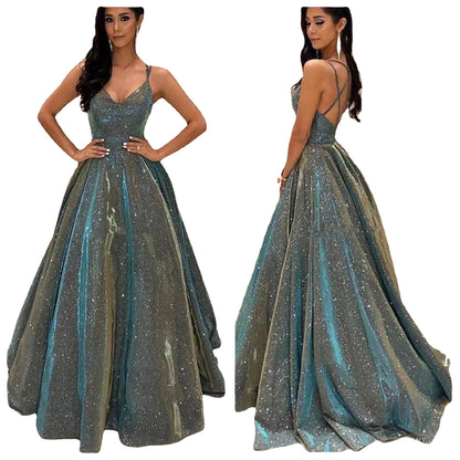 Elegant A-Line Evening Gown with Sequin Detail