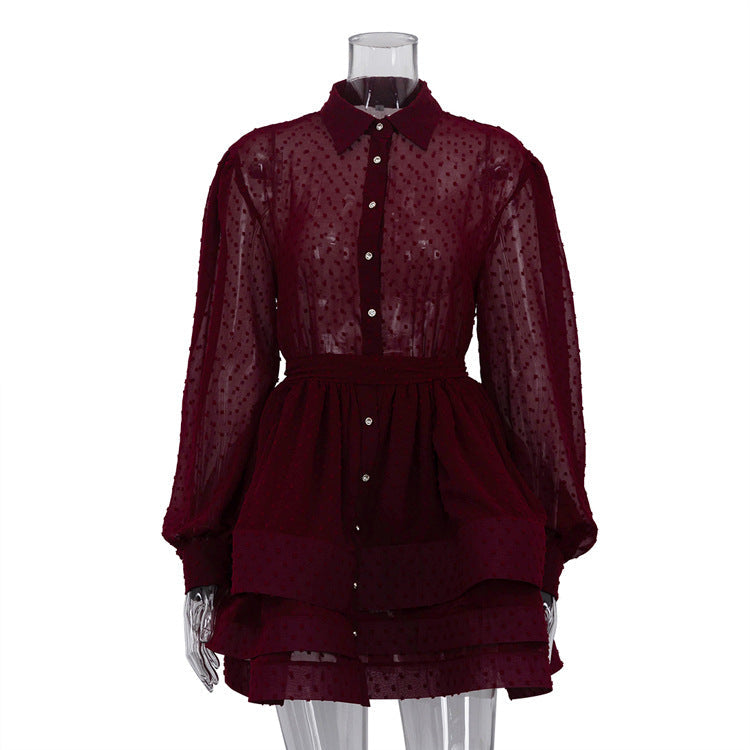 French Style Short A-Line Dress With Collar
