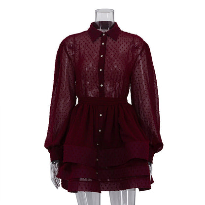 French Style Short A-Line Dress With Collar