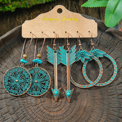 Vintage Bohemian Hollow Geometric Tassel Earrings