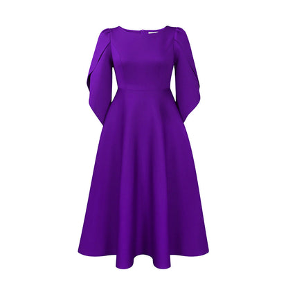 Elegant Party Dress With Flared Skirt Polyester Blend
