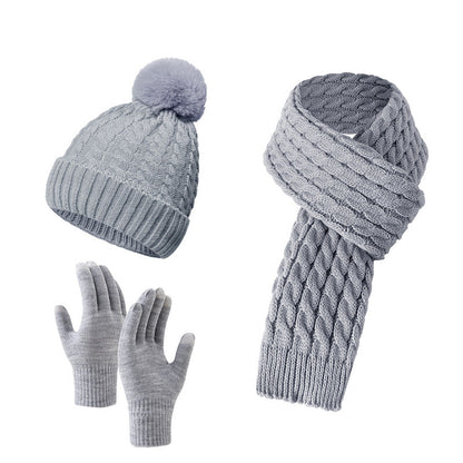 Warm Knit Beanie Scarf Gloves Set