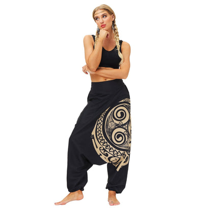 Printed Neutral Harem Pants Hip Hop Casual Pants