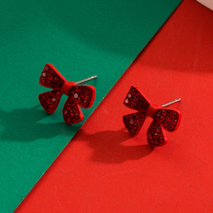 Trendy Christmas Reindeer Earrings with Bow and Tree Design