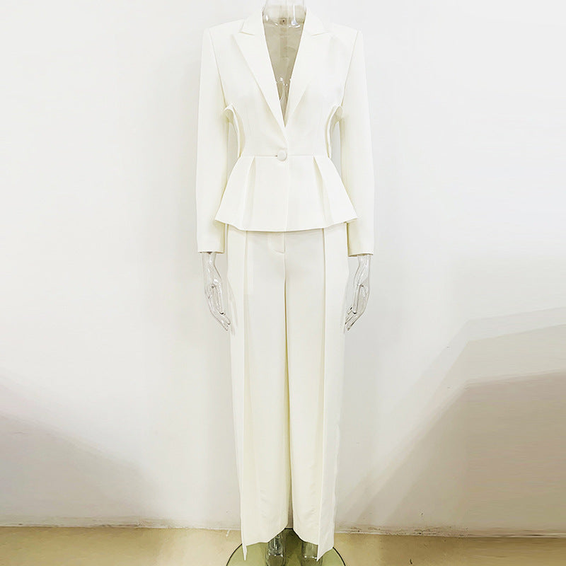Slim Fit Lace Heart Blazer & Split Leg Trousers Set
