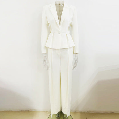 Slim Fit Lace Heart Blazer & Split Leg Trousers Set