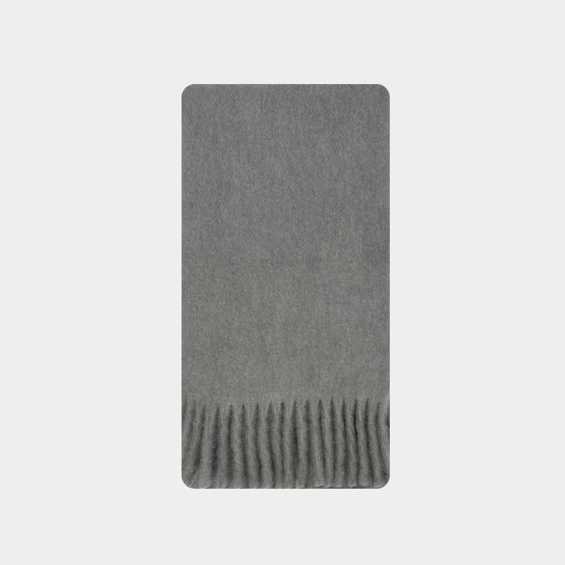 Winter Solid Color Soft Tassel Wool Blend Scarf