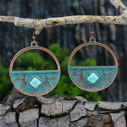 Vintage Bohemian Tassel Drop Earrings Geometric Alloy Jewelry
