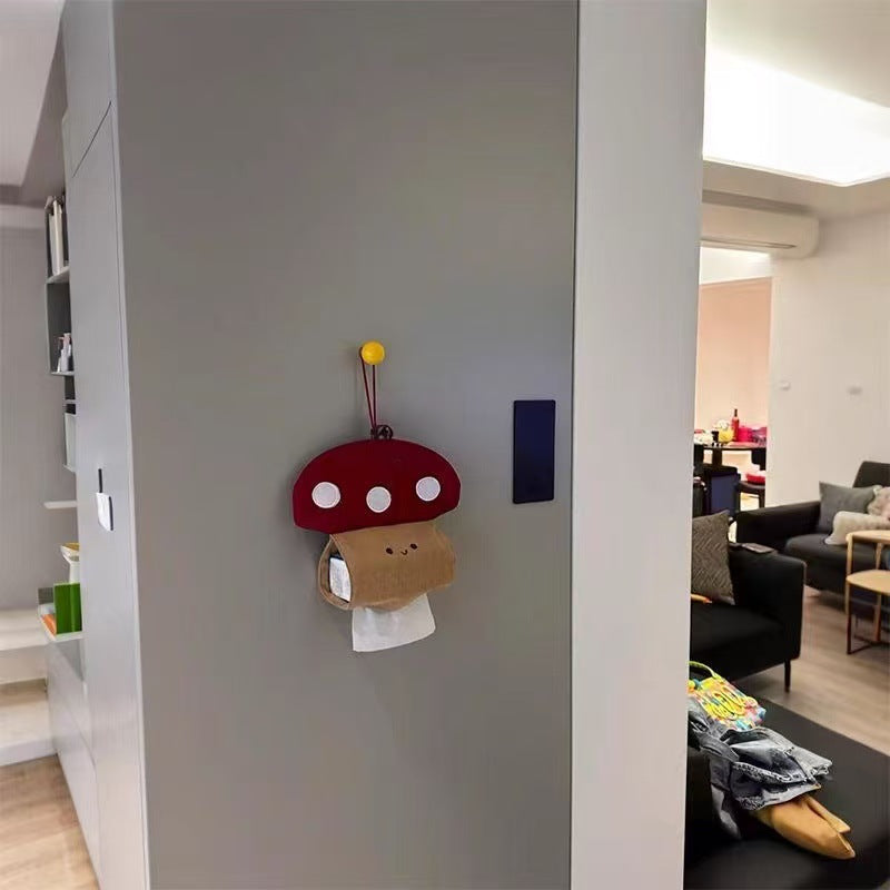 Cute Mushroom Tissue Holder Creative Wall-Mounted Storage Bag