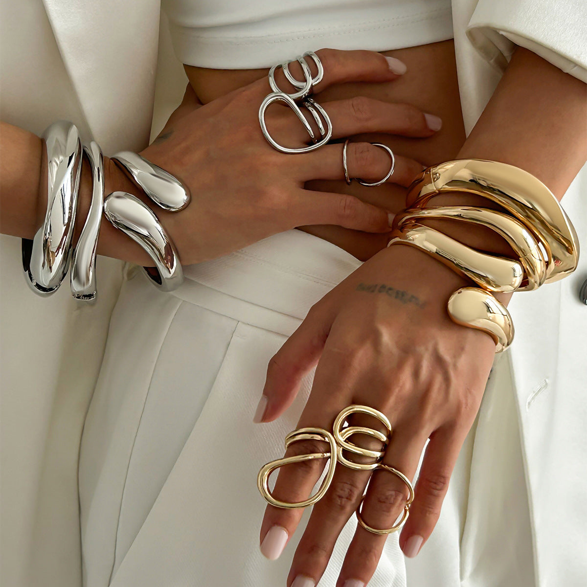 Trendy Open-Cuff Bracelets with Geometric Design