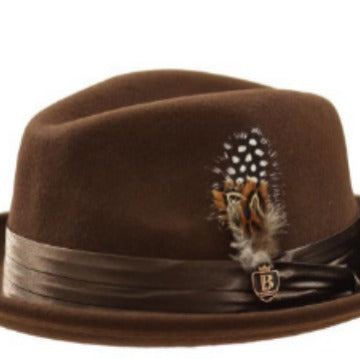 Men's Wool Fedora Hat with Bowknot and Feather, Stylish Fall Winter Accessory