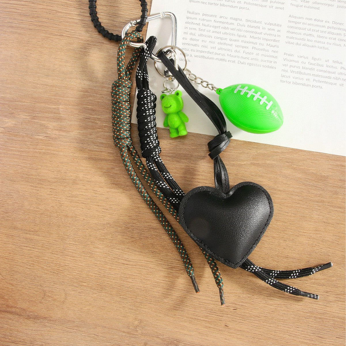 Cute Heart Mini Rugby Ball Frog Keychain