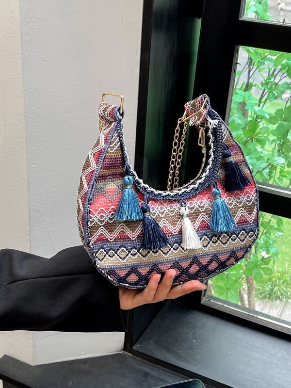 Embroidered Ethnic Style Fringe Shoulder Bag