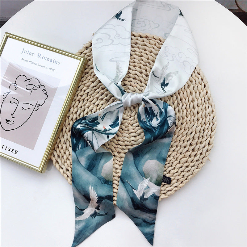 Silk Scarf Long Silk Scarf Braided Hair Tied Bag With Gift Spinning Literature And Art