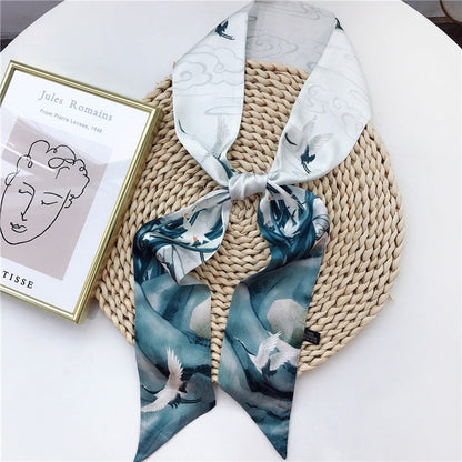 Silk Scarf Long Silk Scarf Braided Hair Tied Bag With Gift Spinning Literature And Art