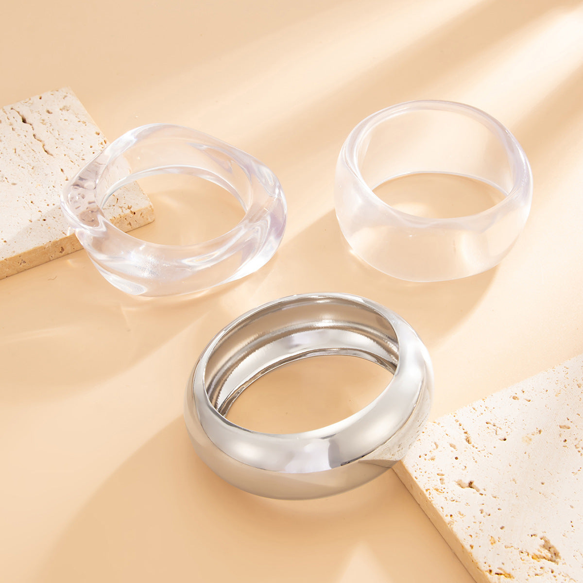 Trendy Clear Acrylic Wide Cuff Bracelet Irregular Geometric Design