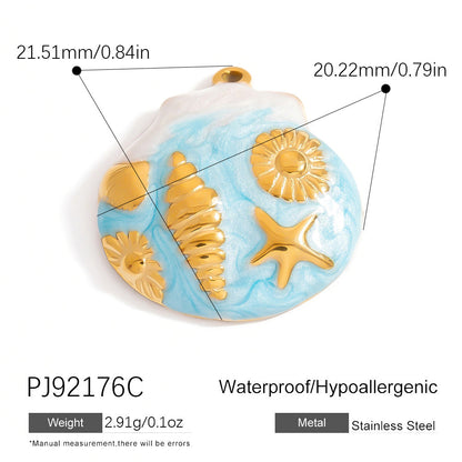 Stainless Steel Ocean-Themed DIY Flower Pendant Jewelry