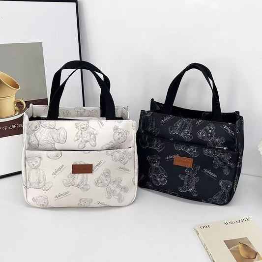 Oxford Cloth Bear Print Tote Bag Large Capacity for Daily Use