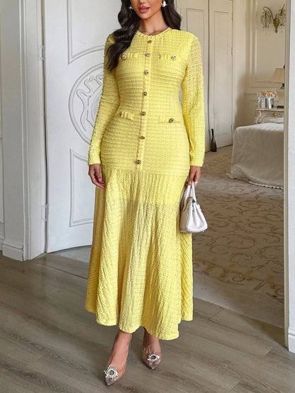 Elegant Solid Color Midi Dress for Women
