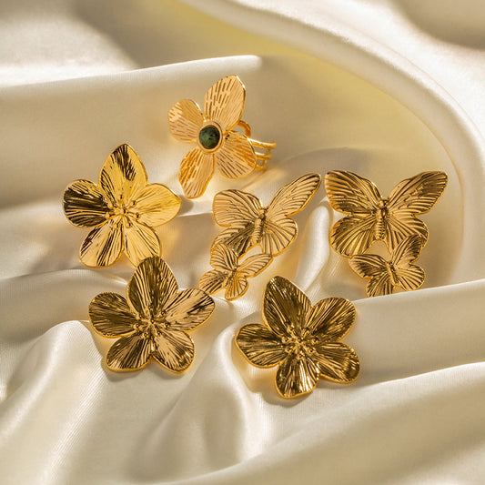 Flower Zircon Adjustable Layered Rings