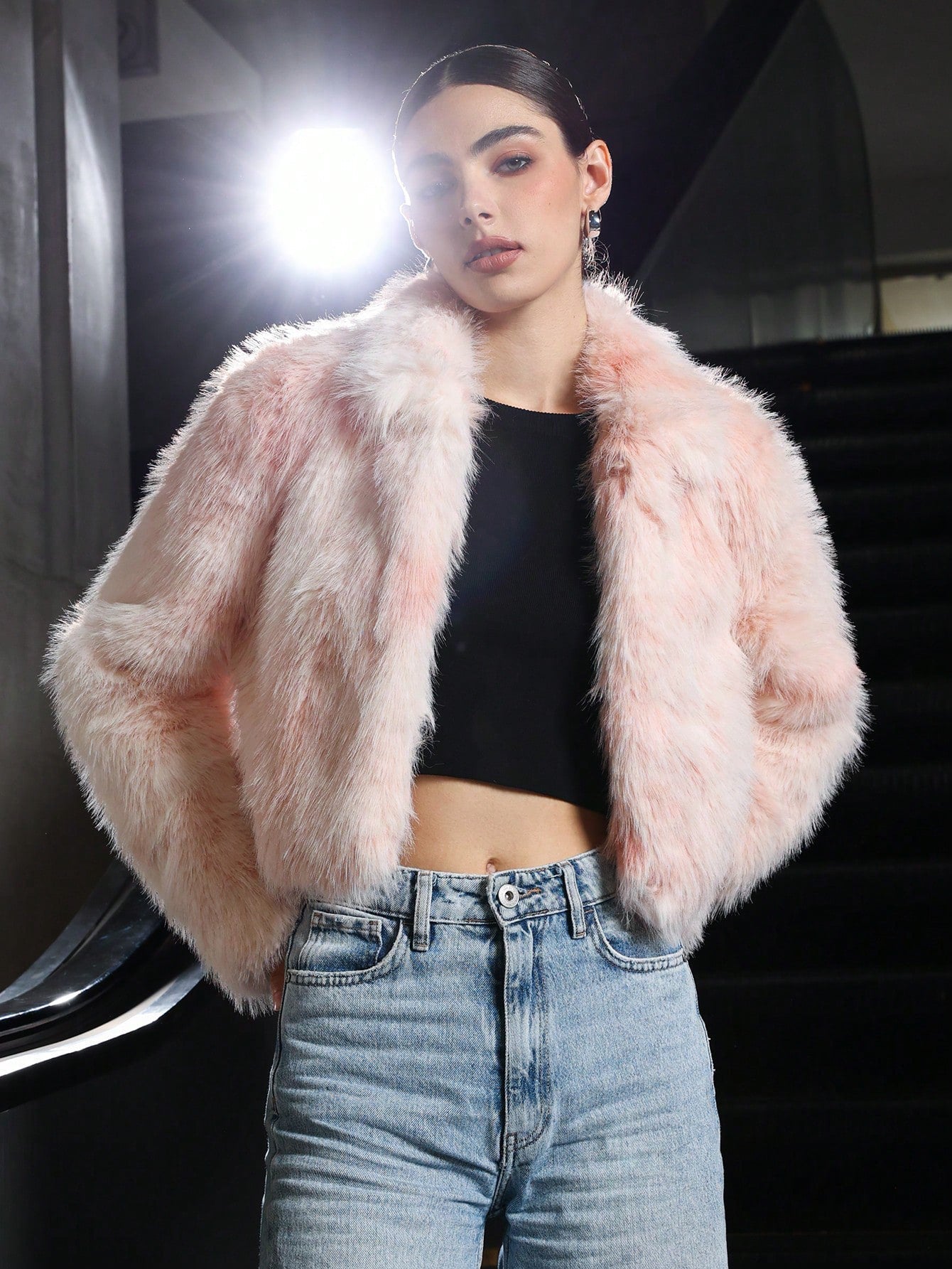 Stylish Faux Fur Collar Jacket Cozy Casual Winter Outerwear
