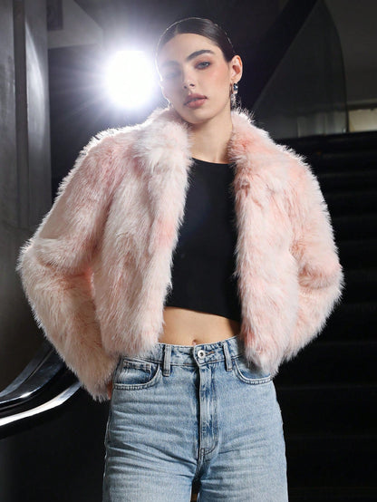 Stylish Faux Fur Collar Jacket Cozy Casual Winter Outerwear