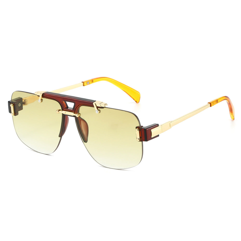 Fashion Half-Frame Square Sunglasses Stylish Design UV400 Protection