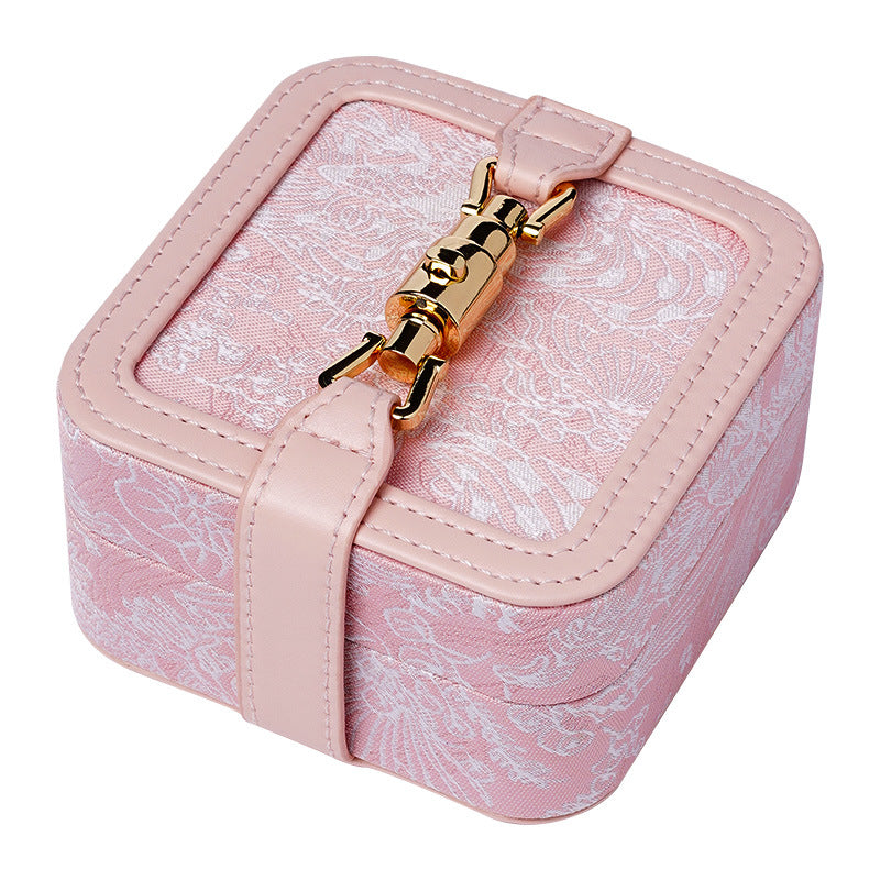Vintage Jacquared Embroidered Portable Jewelry Case