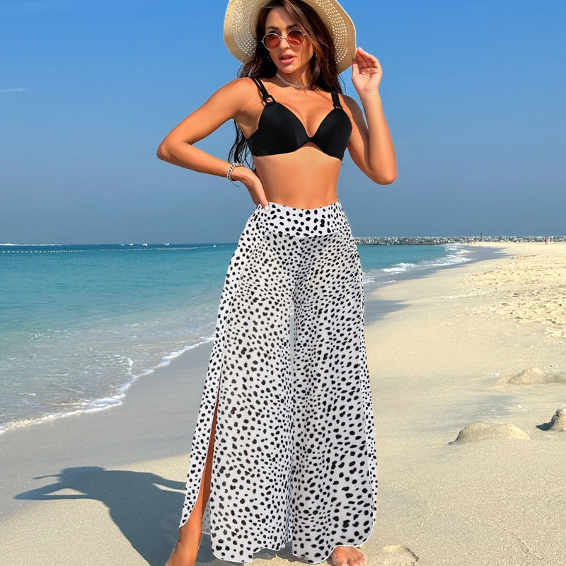 Women'S Bikini Set With Printed Pants - Polyester Fabric
