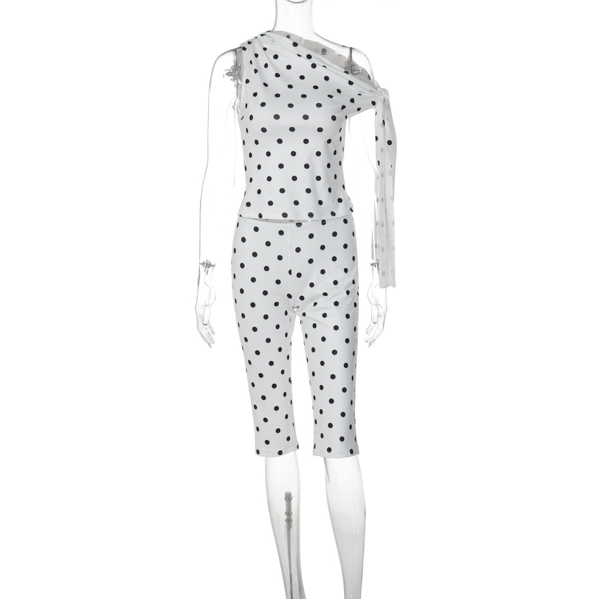 Trendy Polka Dot Sleeveless Top and Shorts Set