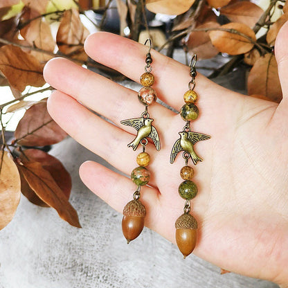 Handmade Vintage-Inspired Earrings with Natural Stone