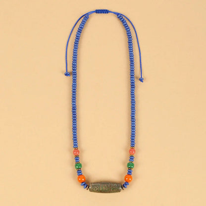 Tianzhu Agate Coral Necklace Tibetan Men And Women Retro Long Ethnic Style Collarbone Chain Tibetan Accessories