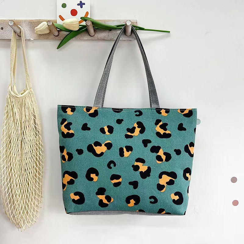 Large Capacity Canvas Tote Bag with Floral Print