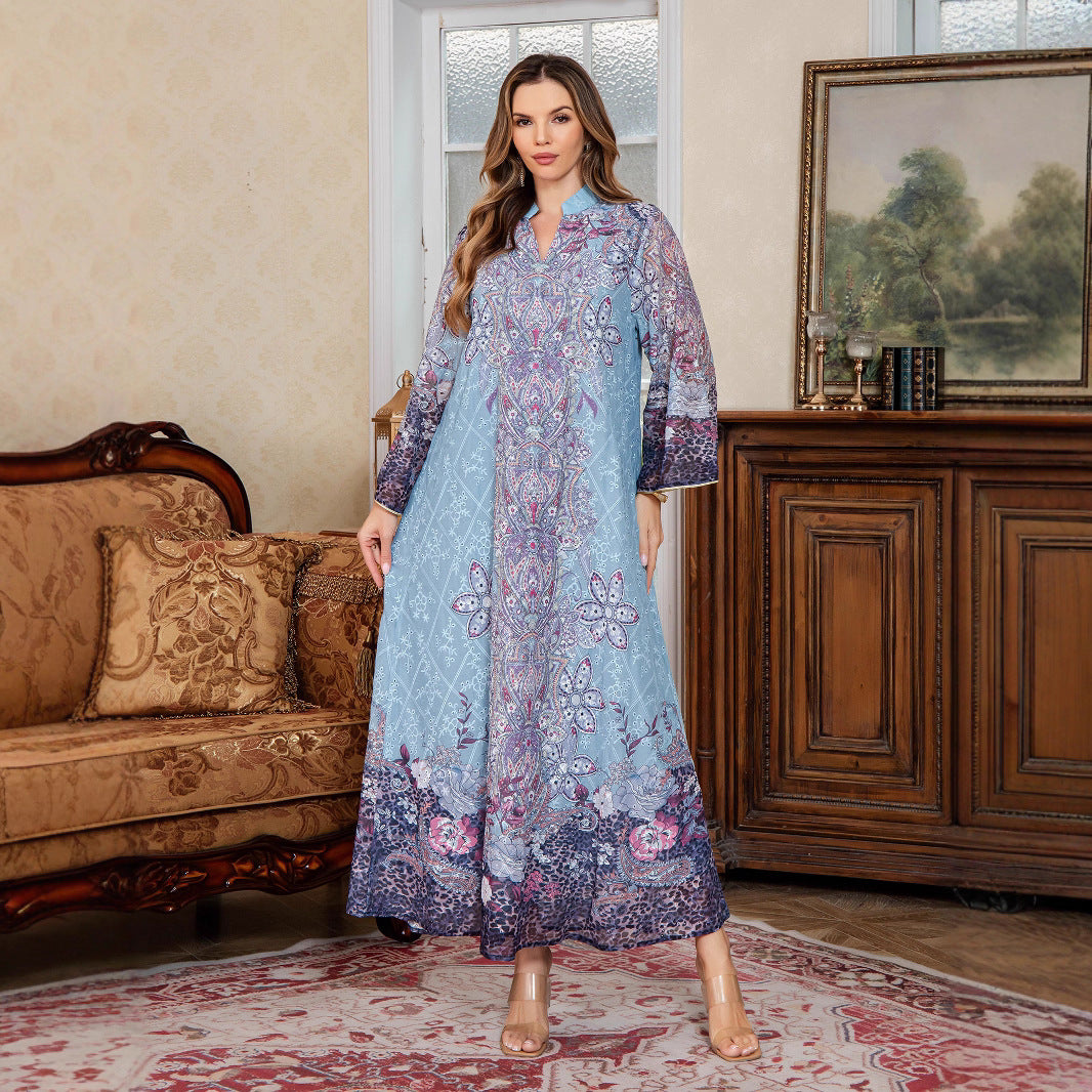 Embroidered Abaya Long Dress Stylish Dubai Maxi Dress
