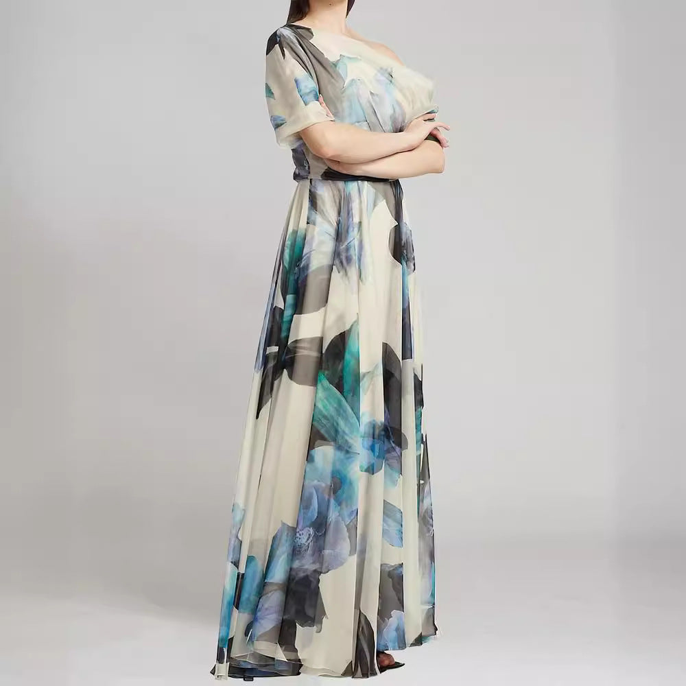 Bohemian Floral Maxi Dress With Tie Straps