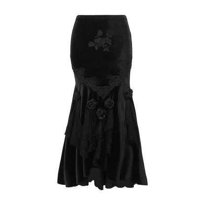Elegant Black Mermaid Dress with Patchwork Design
