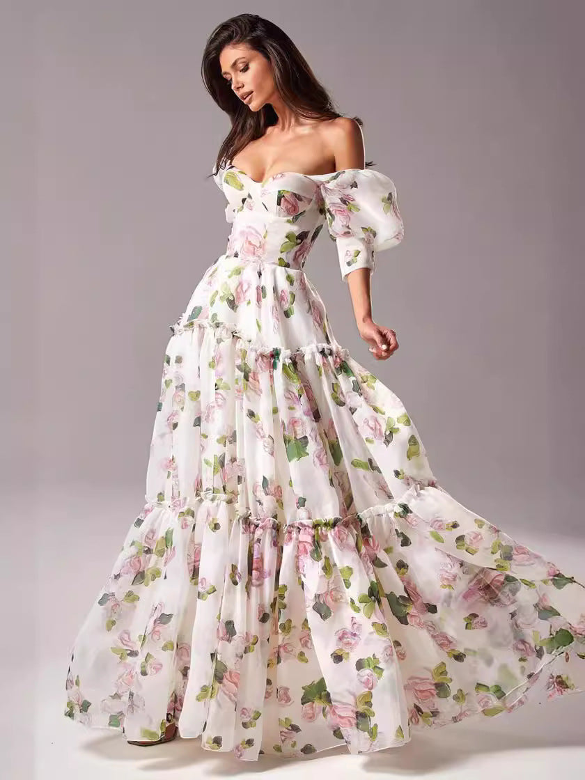 Off-Shoulder Chiffon Long Evening Dress For Women