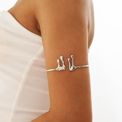 Floral Open Arm Cuff Bracelet Geometric Punk Style Beach Party Jewelry