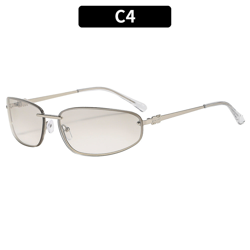 Y2K Fashion Rimless Sunglasses Stylish Metallic Shades