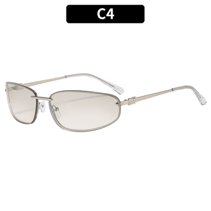 Y2K Fashion Rimless Sunglasses Stylish Metallic Shades