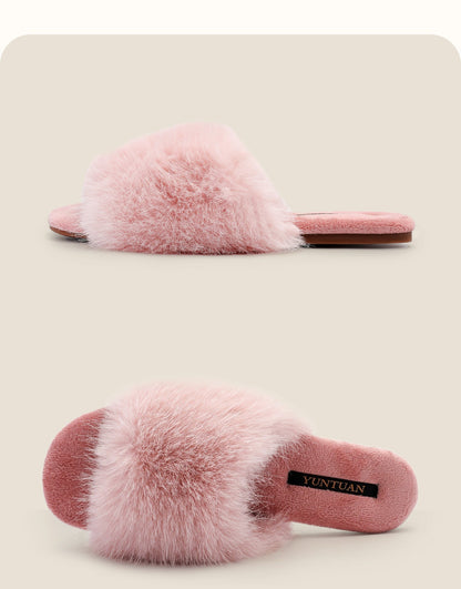 Fuzzy Faux Fur Warm Non-Slip Indoor Slippers