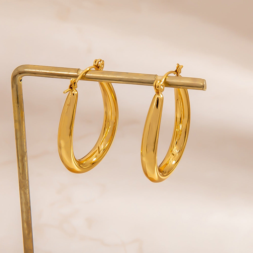 Exaggerated Geometric Stainless Steel Earrings Minimalist Design