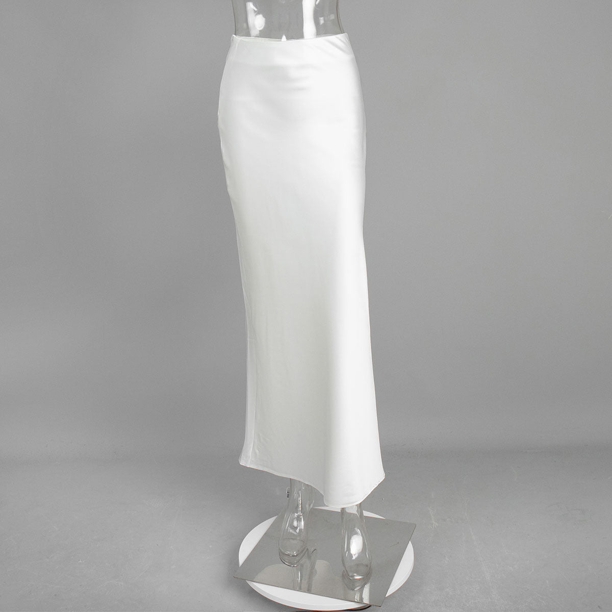 Elegant Mermaid Maxi Skirt Solid Color Satin Blend Street Style