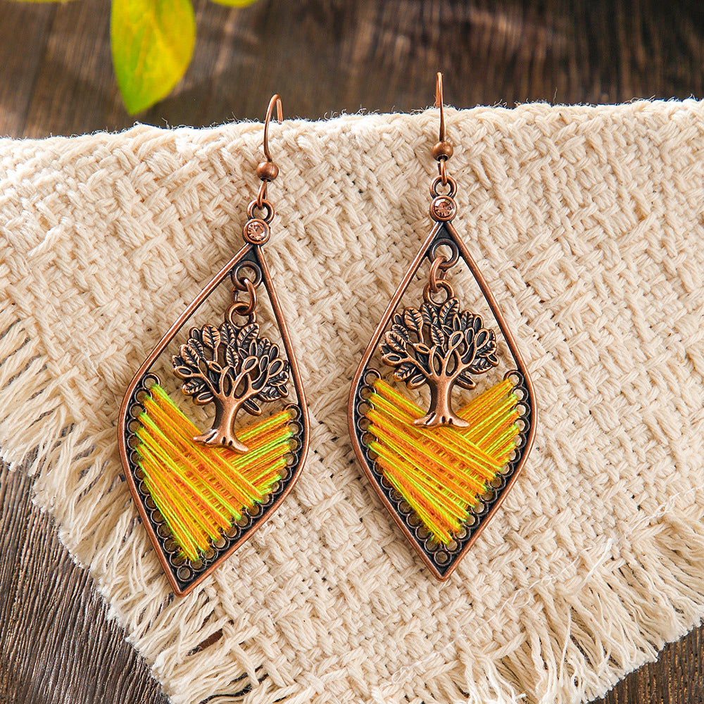 Bohemian Geometric Colorful Hoop Earrings Retro Style
