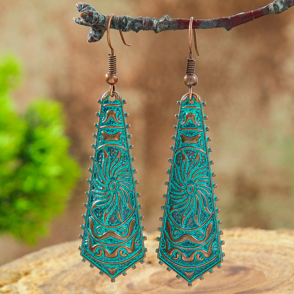 Bohemian Leaf Drop Earrings Vintage Alloy Jewelry