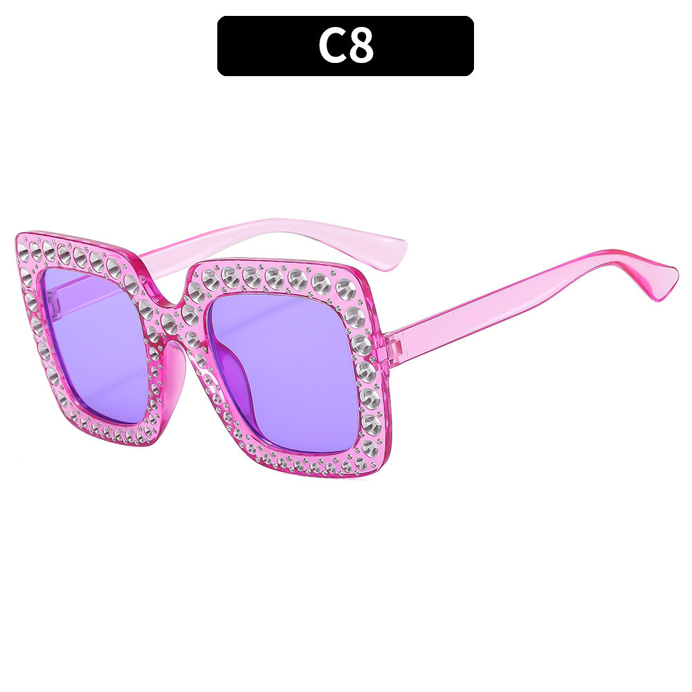 Colorful Disco Party Diamond Frame Sunglasses Retro Style