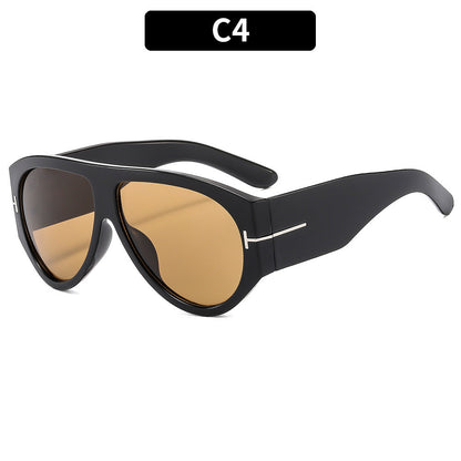 Fashion T-Shaped Oval Sunglasses UV400 Protection Trendy Shades
